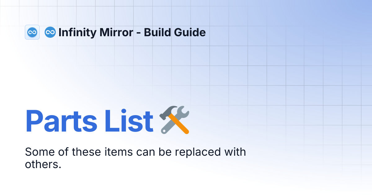 Parts List 🛠️ | ♾️ Infinity Mirror - Build Guide